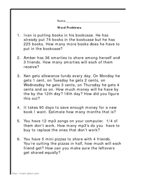 Then we will multiply the two fractions. Word Problems: Addition, Subtraction, Multiplication, Division Worksheet for 4th Grade | Lesson ...