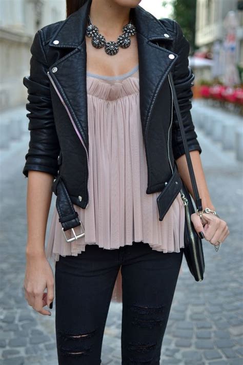 Black Leather Jacket Outfits For Women