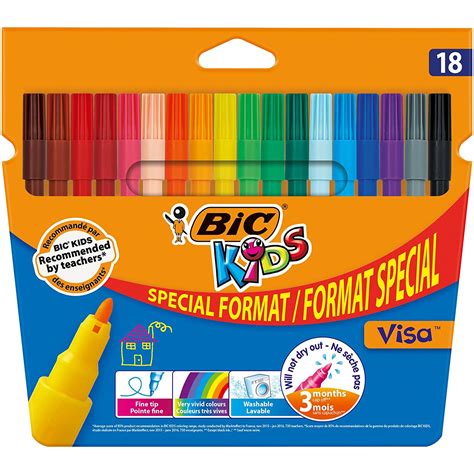 Bic Kids Visa Felt Tip Colouring Pens Set Assorted Ink Colours And