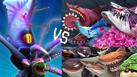 All !! Sharks vs Colossal Squid 🦑 - Hungry Shark World - YouTube