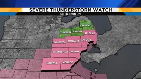 Forecasters urged people to be prepared for changing conditions in a watch area. Severe thunderstorm watch in SE Michigan canceled