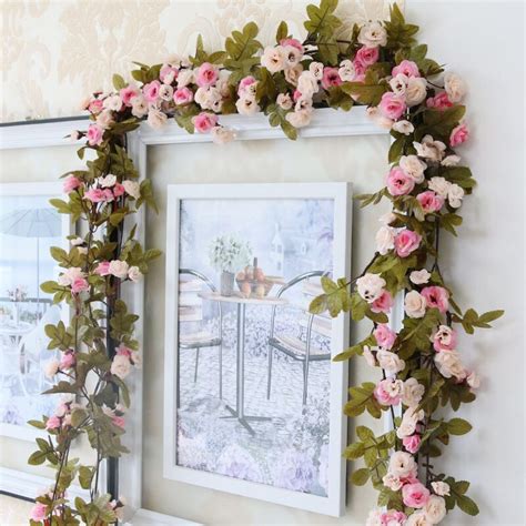 230cm Silk Rose Ivy Vine Artificial Flower Arch Decor With Leaves For