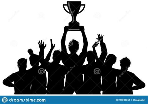 Champion Winners Trophy Celebrating Silhouette Stock Vector