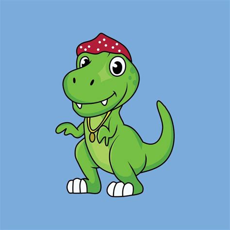 Cute Gangster Dinosaur Cartoon Sticker Vector Illustration 22795477