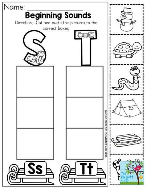 Beginning Sounds Cut And Paste The Pictures To The Correct Boxes