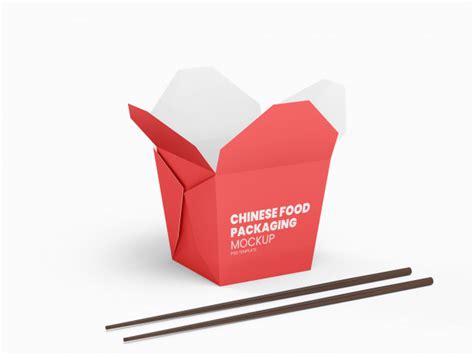 About mockup, there are two different files inside zip archive, one of the packaging mockup is rendered in standing position with perspective view and the other one is a top view with lying position. Open chinese food packaging box | Premium PSD File