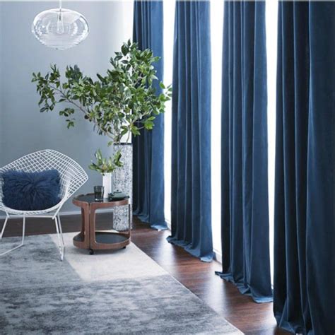 Pair Of Navy Blue Velvet Curtains Bedroom Velvet Curtains Etsy In
