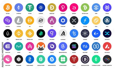 Cryptocurrency Token Logo Icon Set Collection Of Cryptocurrency Vector