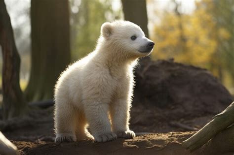 Premium Ai Image Polar Bear Cub Outdoors