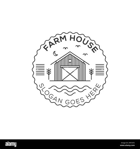 Farm House Logo Design Illustration Landscape Vector For Nature Farm