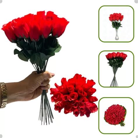Kit Rosa Vermelha Haste Artificial De Flor Avulsa E Folha MercadoLivre