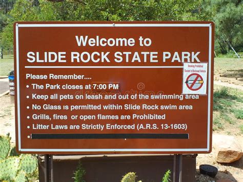 Slide Rock State Park Sign Stock Photo Image Of Creek 46104752