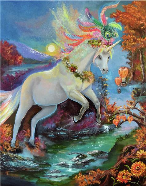 Colour Fall Unicorn Painting By Sue Clyne Pixels