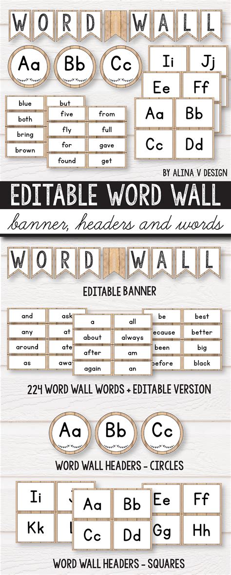 Editable Word Wall Letters Farmhouse Classroom Decor Kindergarten