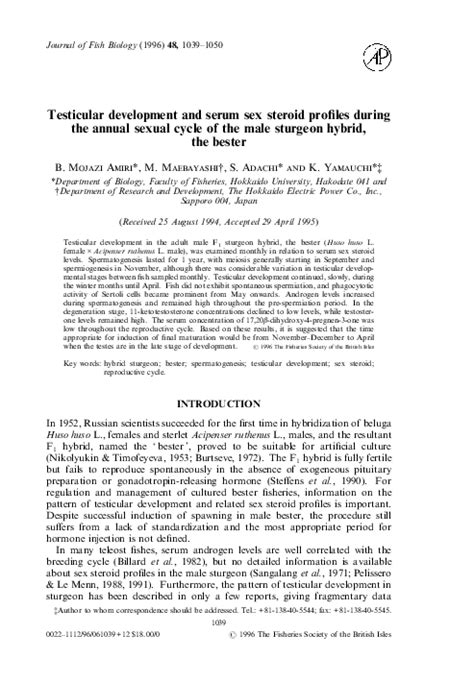 Pdf Testicular Development And Serum Sex Steroid Profiles During The Annual Sexual Cycle Of