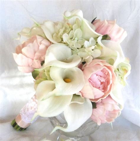 Real Touch Calla Lily And Peony Bridal Bouquet With Silk Hydrangea