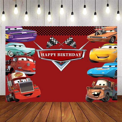 The Cars Backdrop For Photography Baby Shower Kids Birthday Red