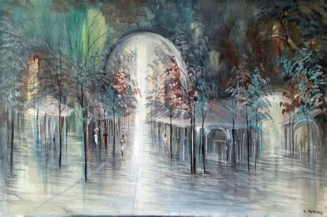 Paris Rainy Street c1999 / ARTIST: George Petridis / FRANCE / oil on