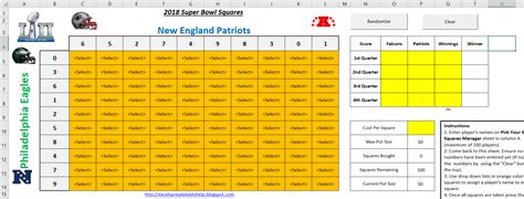 Excel Spreadsheets Help 2021 Super Bowl Squares Spreadsheet The Only