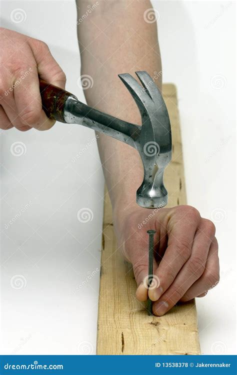 Hammering A Nail Stock Photo Image Of Hammer Build 13538378