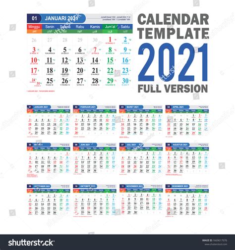 Calendar Template 2021 Masehi Java And Hijriyah Royalty Free Stock