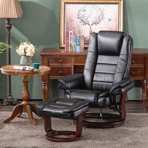 33 w arm chair and ottoman top grain vintage leather classic brown swivel base. Mcombo Stressless Recliner with Ottoman Chair Accent ...