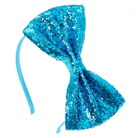 Blue Sequin Bow Headband Claires Us