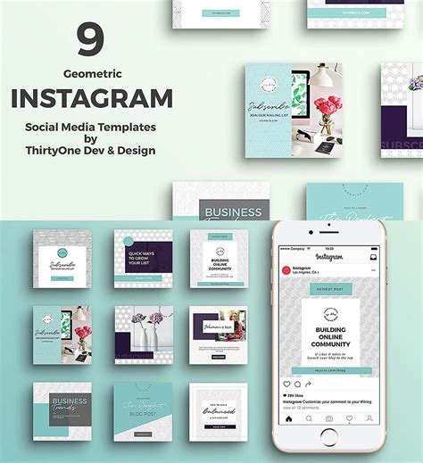 ✓ free for commercial use ✓ high quality images. Geometric Instagram templates set | Free download