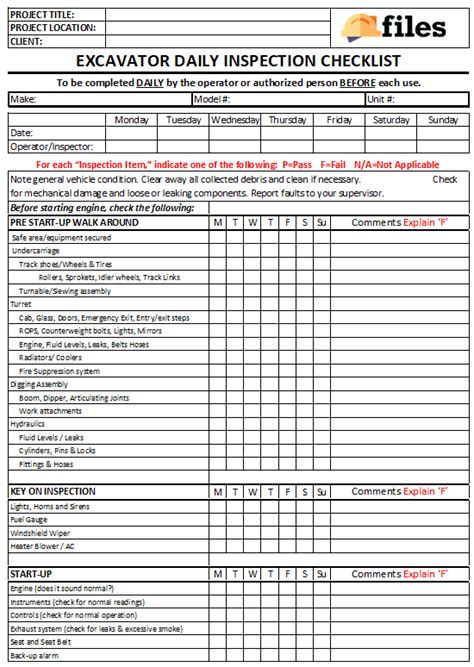 Daily Excavation Checklist 2020 2021 Fill And Sign Printable Template