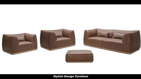 Stylish Design Furniture Garner Modern Brown Leather Sofa Set Youtube