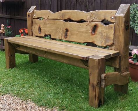 Solid Industrial Reclaimed Wood Chunky Rustic Garden Bench In 2021