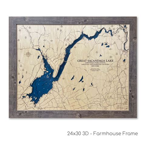 Great Sacandaga Lake Map Custom Wood Map Custom Lake Art 3d Etsy