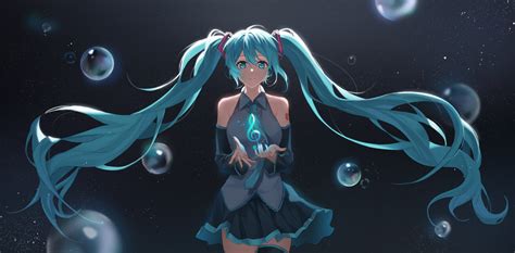 Wallpaper Anime Girls Vocaloid Hatsune Miku Smiling