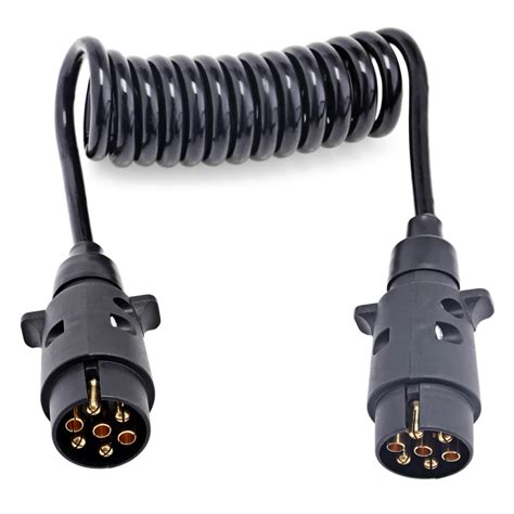 Free Shipping T23489 7 Pin Trailer Wiring Connector N Type Plastic Plug 150cm Spring Cable In