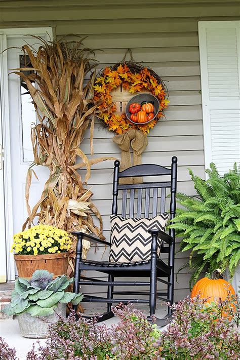 Fall decorations,real cornstalk for thanksgiving decorations,halloween decorations,wreath making,fall floral stems,wreath making corn husks, christmaslive. 85 Pretty Autumn Porch Décor Ideas - DigsDigs
