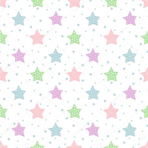Seamless Star Pattern For Kids Holidays Pastel Colors Baby Shower