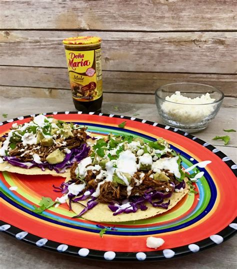 Savory & slightly sweet, serve over chicken. Quick And Easy Mole Tostadas | Recipes, Traditional ...