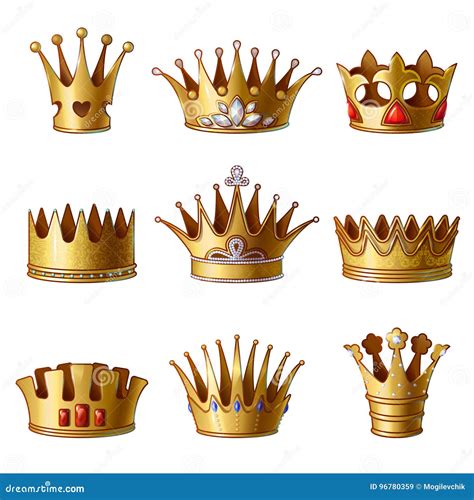 Crowns Collection Crown In Different Styles Crowns Isolated On