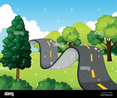 Scene With Bumpy Road In The Park Illustration Stock Vector Image And Art