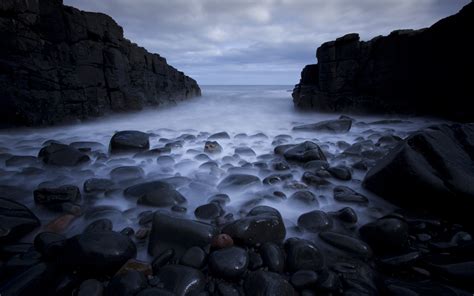 Download Wallpaper 3840x2400 Rocks Pebbles Mist Sea Coast Nature