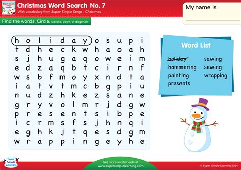 Christmas Word Search 7 Super Simple