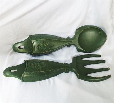 vintage sexton metal fork and spoon wall hangings holders etsy forks and spoons wall