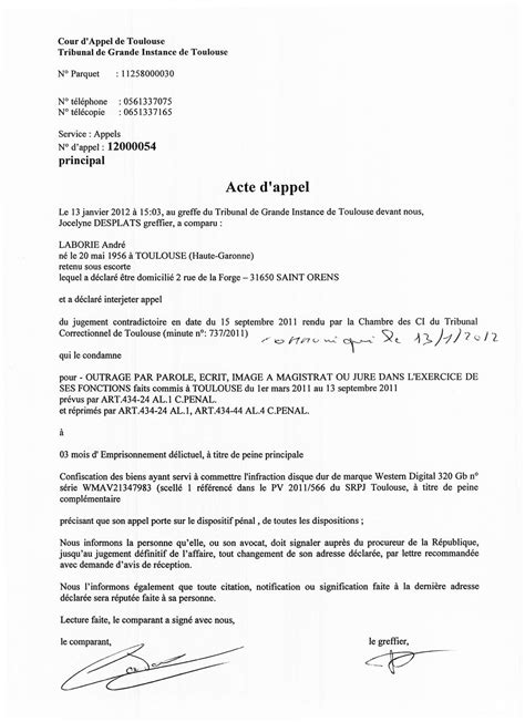 Exemple De Lettre Pour Faire Appel D Un Jugement Communaut Mcms