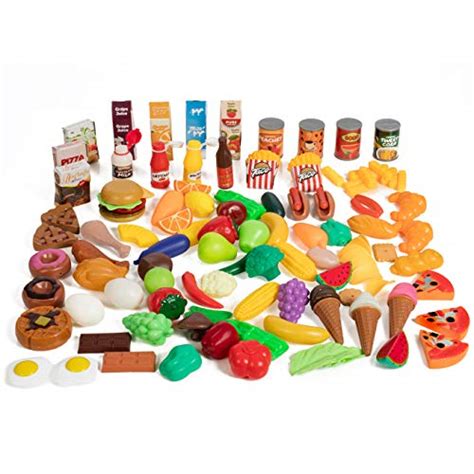 Iq Toys Deluxe Play Food Pretend Playset 120 Piece Set Of Hard Plastic