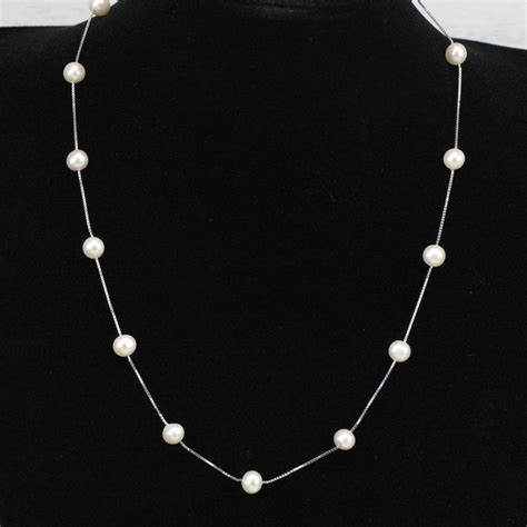 Pearl Floating Necklacepearl Illusion Necklacefreshwater Etsy