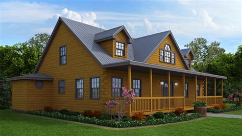 With two master suites in the main house and apartment in the basement, this 23' wide house packs in a lot of features. First floor master bedroom Log Home Design Plan and Kits ...