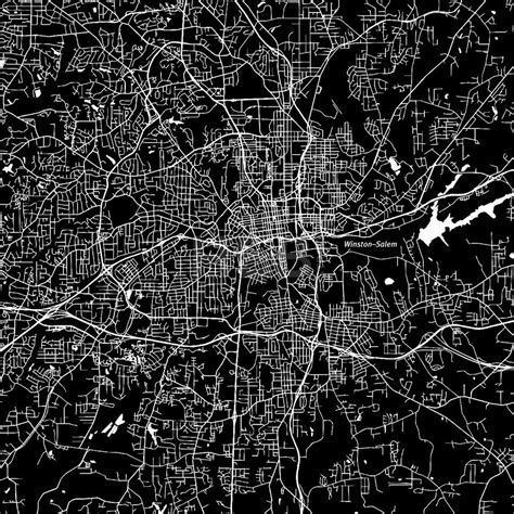 Winstonsalem North Carolina Downtown Map Dark Hebstreits Sketches