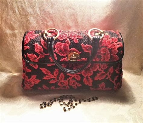 Sears Roebuck Kerry Brooke Designer Handbag Vintage Tapestry Red And