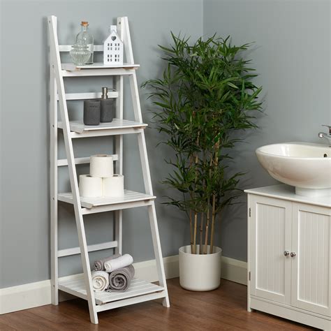 White Bathroom Ladder Shelf Unit Bmp Log