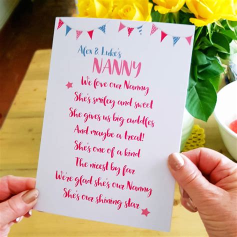 Grandma Nanny Nana Poem Card A5 By Giddy Kipper